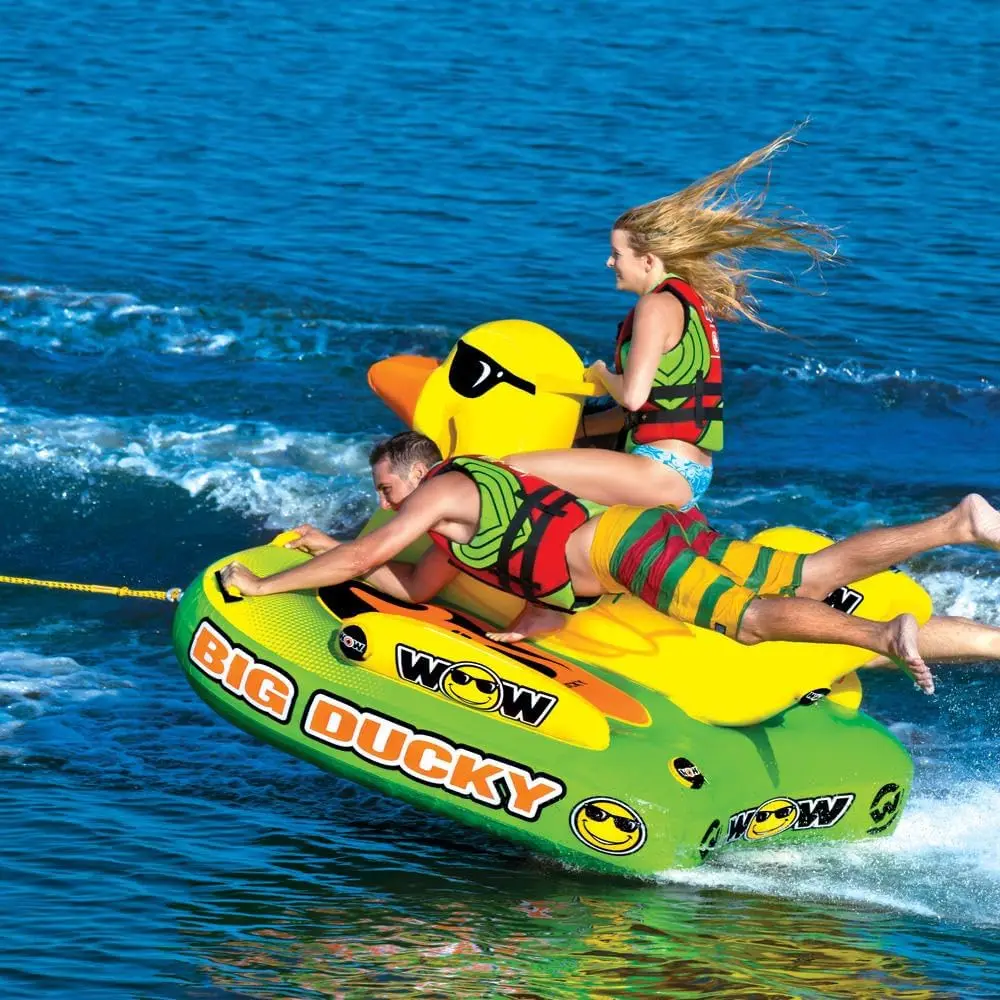 

Inflatable duck towable tube adult water toy play water entertainment surfing circle mesh cover inflatable skiing drag ring