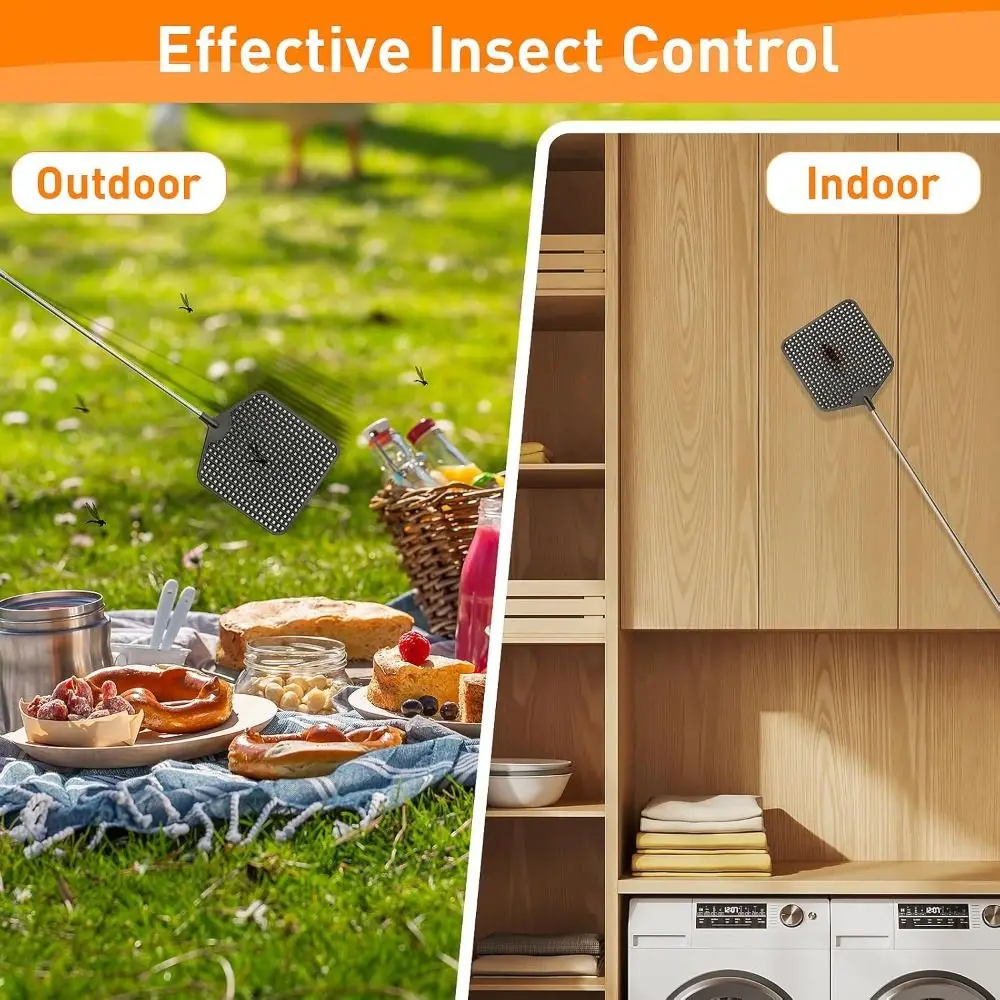 

Black Telescopic Fly Swatters Heavy Duty Handle Flyswatter Plastic Stainless Steel Fly Swatter for Indoor Outdoor Classroom