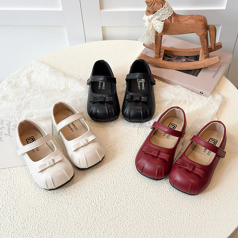 

Детские туфли принцессы на плоской подошве для девочек с бантом, милые детские элегантные туфли Мэри Джейн в классическом британском стиле, мода 2026, осень