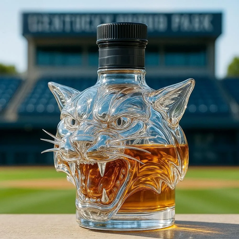 Tiger Head Shaped Whiskey Decanter Unique Liquor Container Bar Party Decor Wine Bottle for Bourbon Spirit Drinks