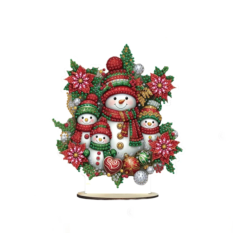 1pc DIY Christmas snowman Diamond Art Table Ornament One Sided Acrylic Crystal Rhinestone Crafts for Home Office Decoration