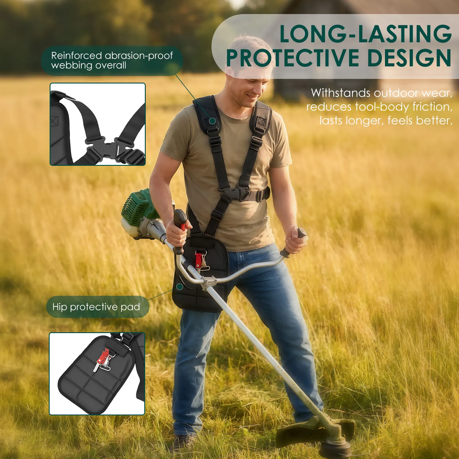 Double Shoulder Trimmer Strap Heavy Duty Harness Comfort Weight Relief for Stihl Weed Eater Eater Wacker String Trimmer Chainsaw image 6