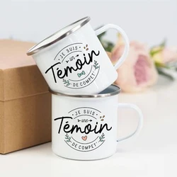 Tazze smaltate stampate francesi Bachelorette Party Caffè Tazza da vino Damigella d'onore Best Man Cup Fidanzamento Regali di nozze per testimone