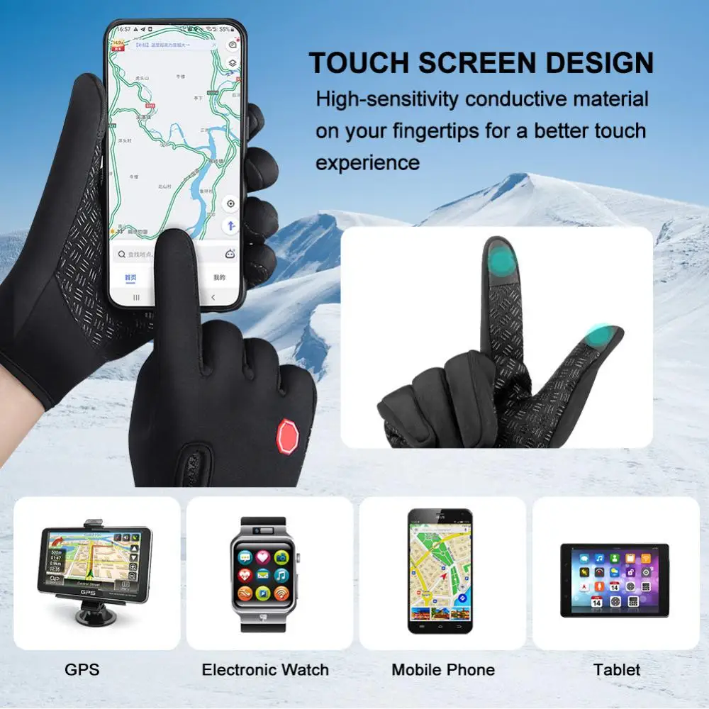 New Winter Warm Men's Gloves Touchscreen Sport Women Outdoor Skiing Cycling Snowboard Nonslip Fishing Splash-proof Zipper Gloves view 4