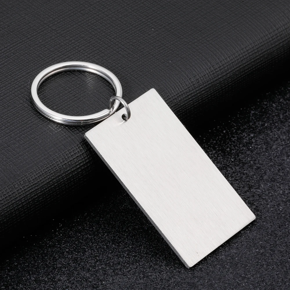 10Pcs/Lot Rectangle Blank Keychain 45X27mm Stainless Steel Key Chain for DIY Handmade Accessories Custom Logo Name Keychain