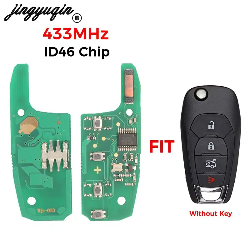 

jingyuqin 433Mhz For New Chevrolet Cruze Remote Smart Car Key Circuit Board FOB ID46 Chip 2/3/4/ Buttons Replacement