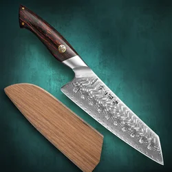 HEZHEN Elegant Series 7 Inches Santoku Knife 73 Layers Damascus Steel Japanese Kitchen Cutlery Tools Gift Box