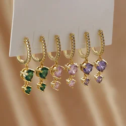 Fashion Stainless Steel Cubic Zirconia Drop Earring For Women High Quality Shiny Pendant Cartilage Earring Party Jewelry