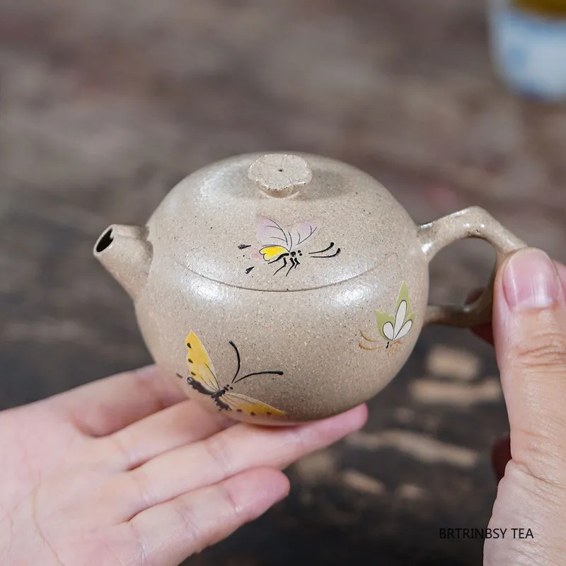 

140ml Chinese Yixing Purple Clay Teapot Household Handmade Butterfly Tea Pot Raw Ore White Duan Mud Kettle Teaware Zisha Tea Set