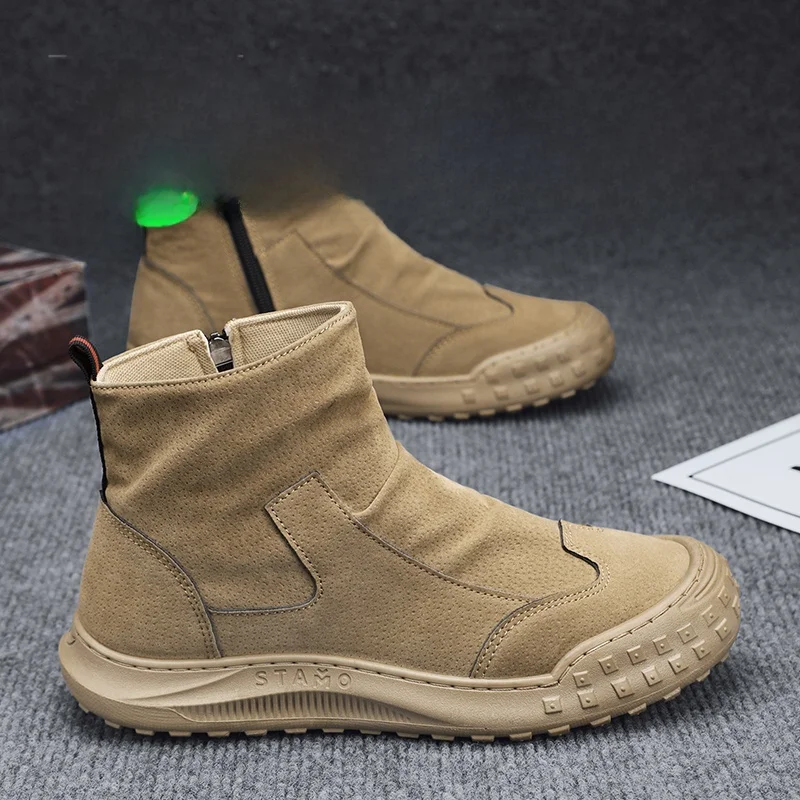 

Men's High-Top Boots Casual Breathable Work Shoes Autumn Winter New Style Durable Rubber Outsole Anti-Slip Labor Prote...