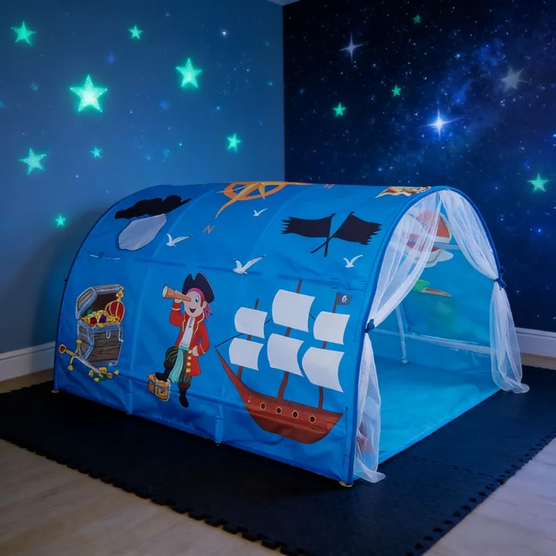 2-in-1-Kuppel, lustiges Spielhaus, tragbares Kinder-Innentelt, Meereswelt- und Prinzessinnenwagen, Muster, unverzichtbares Kinderzimmer-Dekorationszubehör