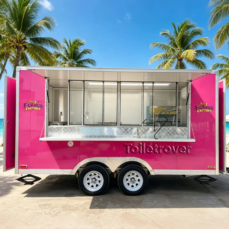 

Customization Stainless Steel Catering Food Trailer Coffee Bar Frozen Dessert Hot Dog Cart Street Food Truck With Full Kitchen
