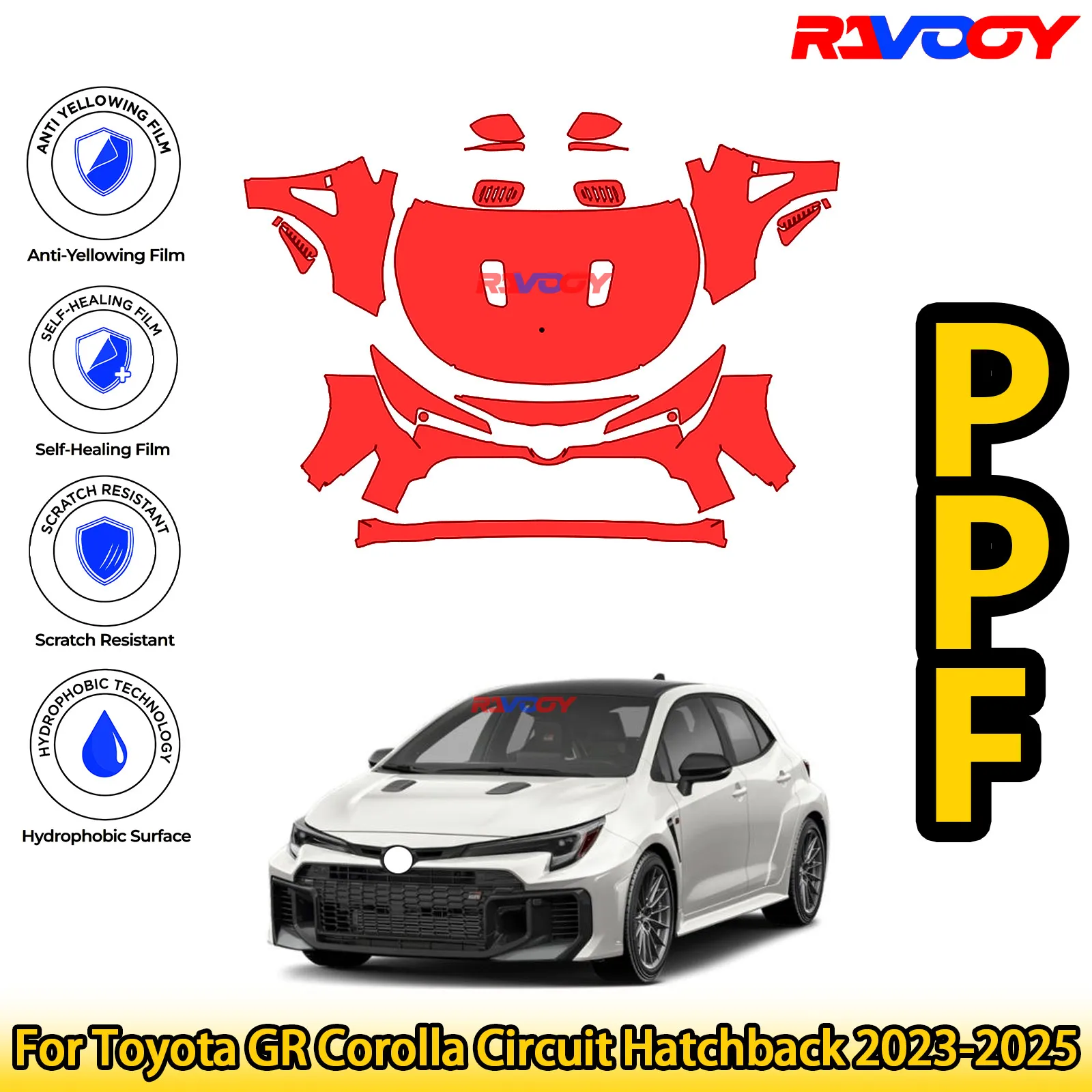 

For Toyota GR Corolla Circuit Hatchback 2023-2025 Glossy Matte Black Precut front PPF Kit Paint Protection Film