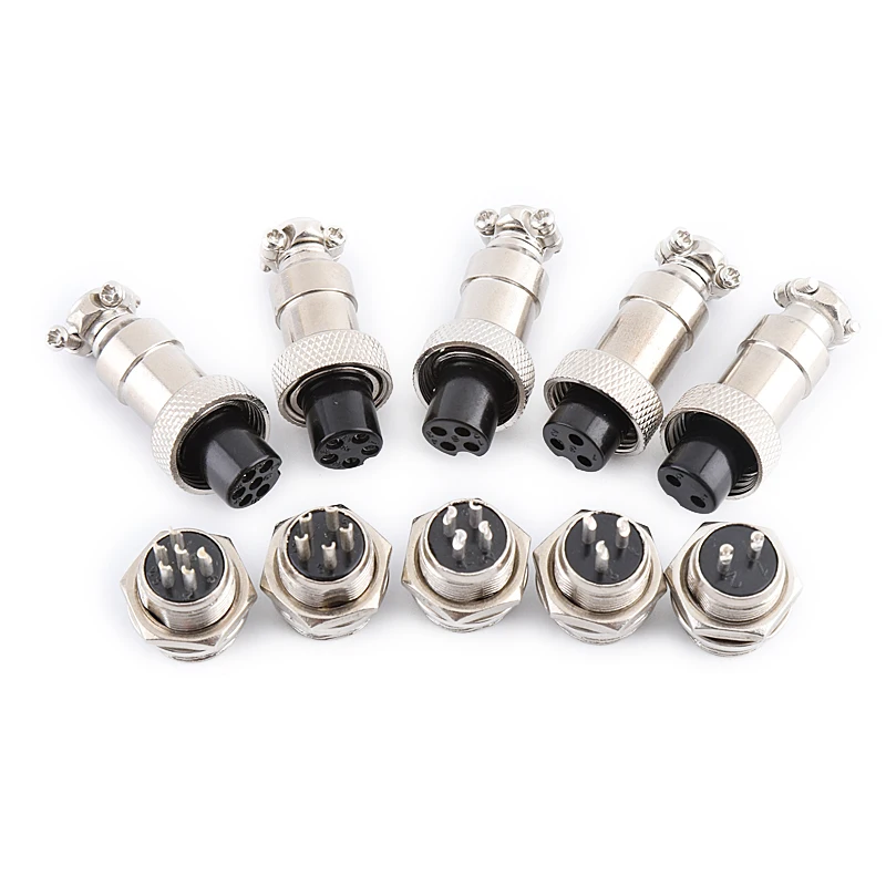 1/5/10Set GX12 2/3/4/5/6/7 Pin Male + Female 12mm  Circular Aviation Socket Plug Wire Panel Connector with Plastic Cap Lid