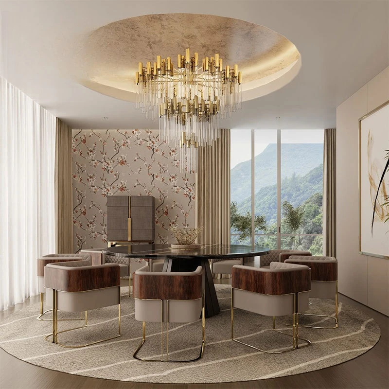 Marble countertop metal dining table