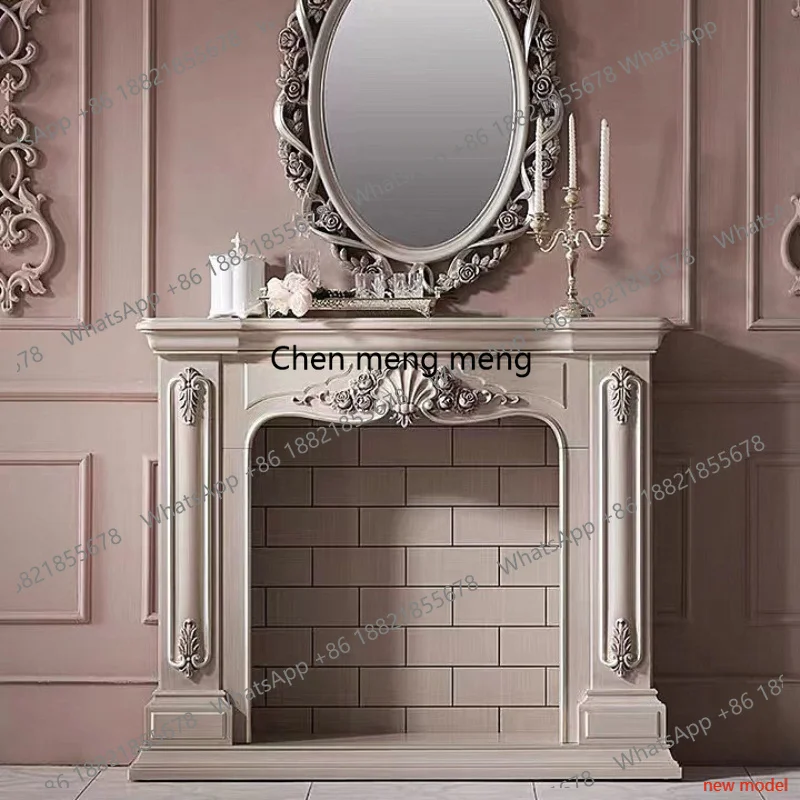 N138European-style Ornaments Living Room Cabinets Retro ged Carved Decoration Fireplace French-style Solid Wood Furniture