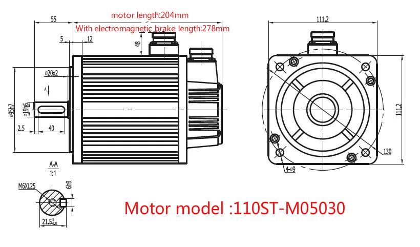 220V 1.5KW 110ST-M05030 ac Servo motor 1500W 3000RPM 5N.M Servomor Single-Phase AC drive permanent magnet Matched Driver AASD30.