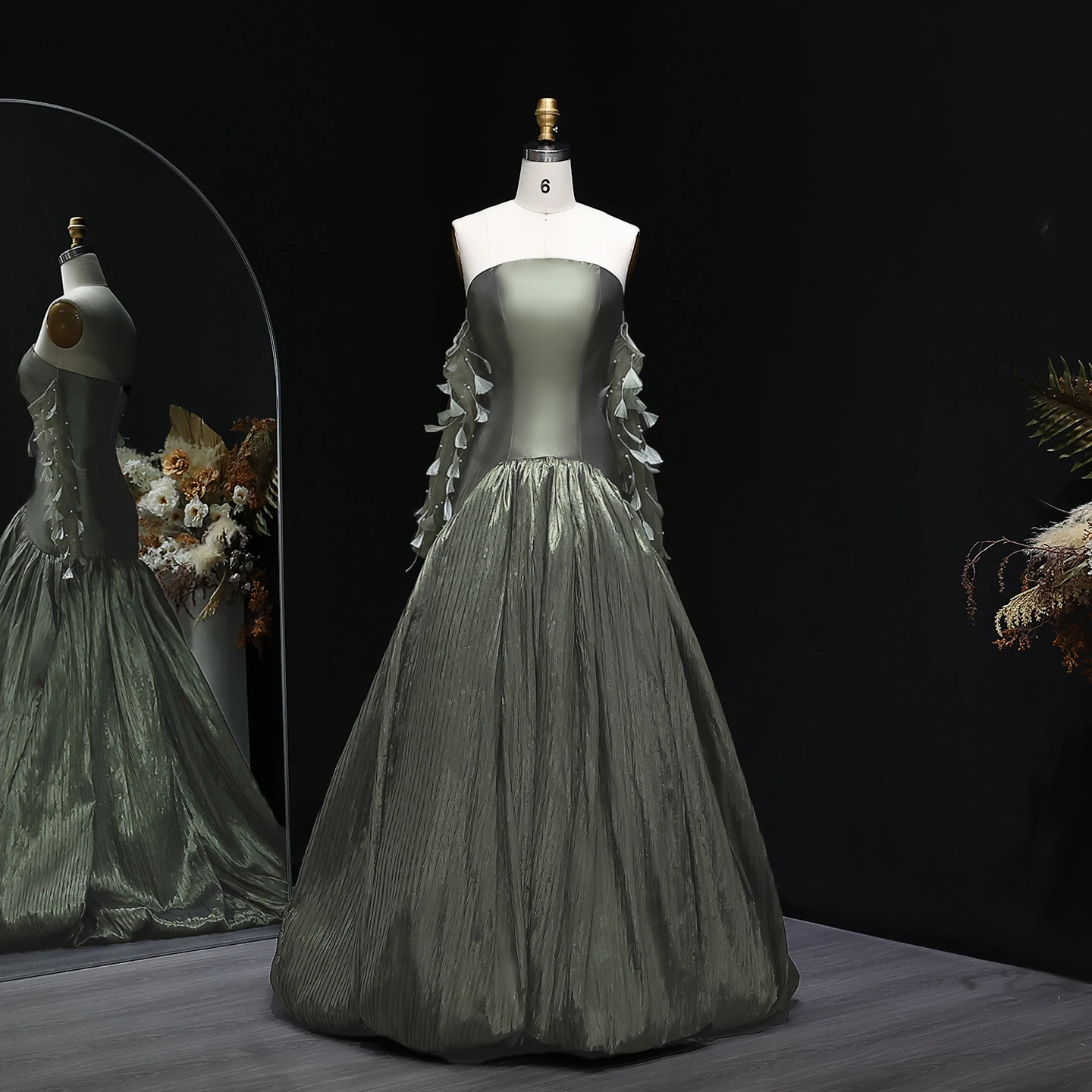 شارون سعيد فاخر أخضر ساتان عاري الكتفين فستان سهرة 2025 أنيق للنساء حفلة موسيقية رداء حفلات الزفاف SF211 مخصص