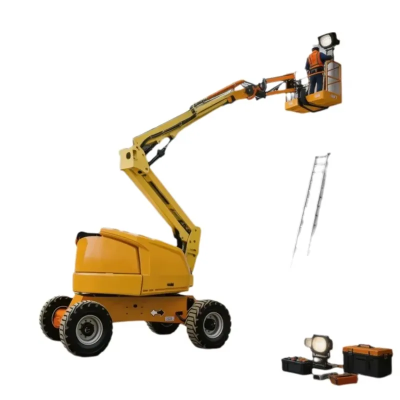 FOB Transportation Equipment Rough Terrain Self Propelled Articulating Boom Lift Cherry Picker For Infrastructure Projects Gear