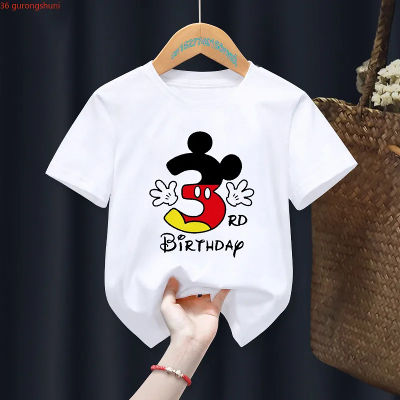 Kindermuis Mijn 1-6e Verjaardagscadeau Nummer Grafische Print T-Shirt Verjaardagscadeau Kleding Baby Tops T-Shirt, Drop Ship