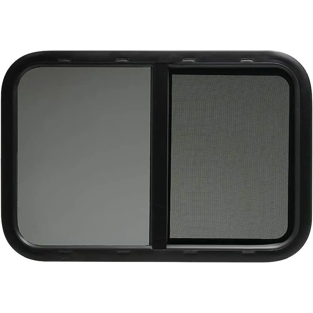 

Окно для автодома ToughGrade, горизонтальное раздвижное, черное, 30x20x1-1/2 дюйма, включает монтажное кольцо и нижний уплотнитель