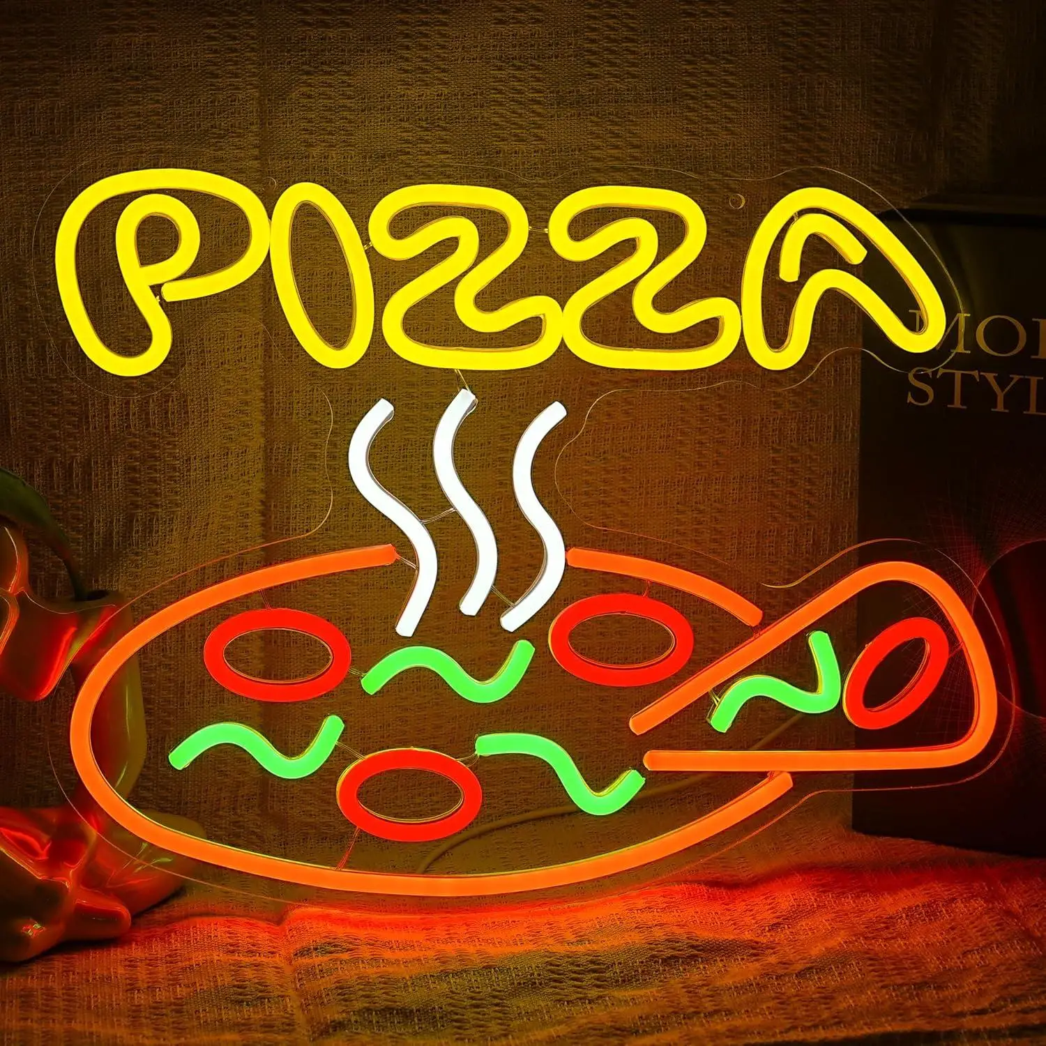 

Pizza Neon Sign Pizza Shaped Light Up Sign for Pizzeria Decor Dimmable Business Led Light for Restaurant Store Kitchen Party