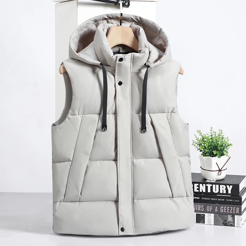 

Outdoor Sports and Leisure Cycling Vest Detachable Hooded Vest Windproof Men's Down Cotton Vest Autumn and Winter Warm Waistcoat