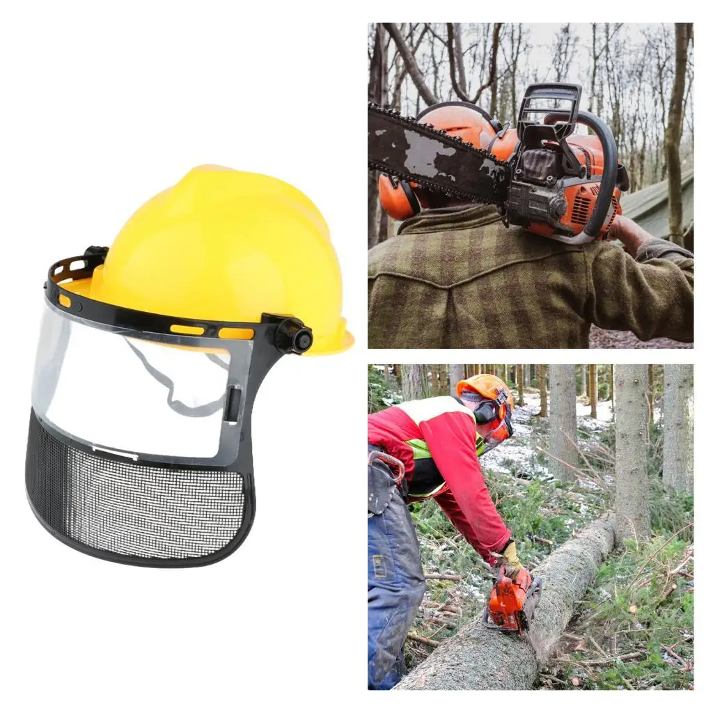 

Триммерная каска для горнодобывающей прополки желтого цвета с защитным козырьком