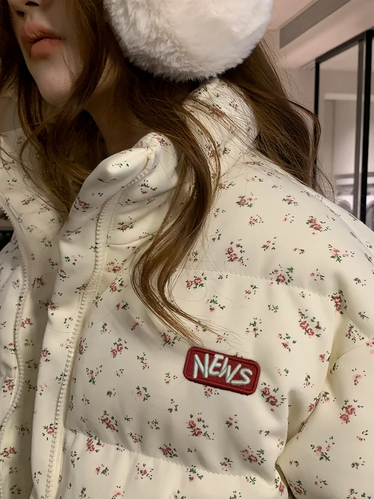 سترة قطنية قصيرة وسميكة للنساء، ملابس خارجية شتوية بأسلوب كوري، معطف قطني ناعم وأنيق وفضفاض للسيدات