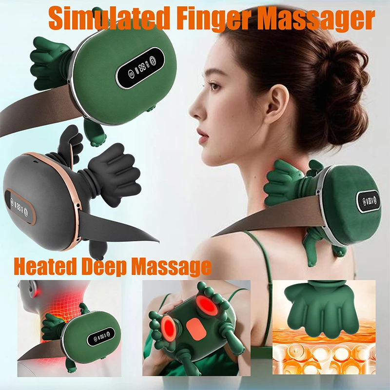 

4D Kneading Massager for Neck and Back with Real Hand Simulation, Wire-Free and Compact for Pain Easing