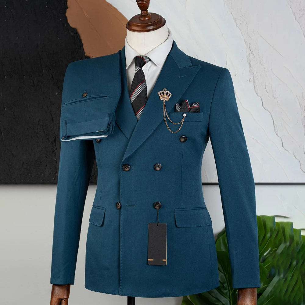 

Формальные мужские костюмы, элегантный двубортный пиджак с лацканами, модный приталенный пиджак, брюки, мужская одежда, костюм Homme