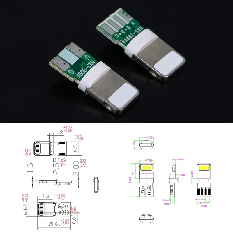 2Pcs Lightning Dock USB Plug With Chip Board Male Connector Welding Data OTG Line Interface DIY Data Cable For Phone