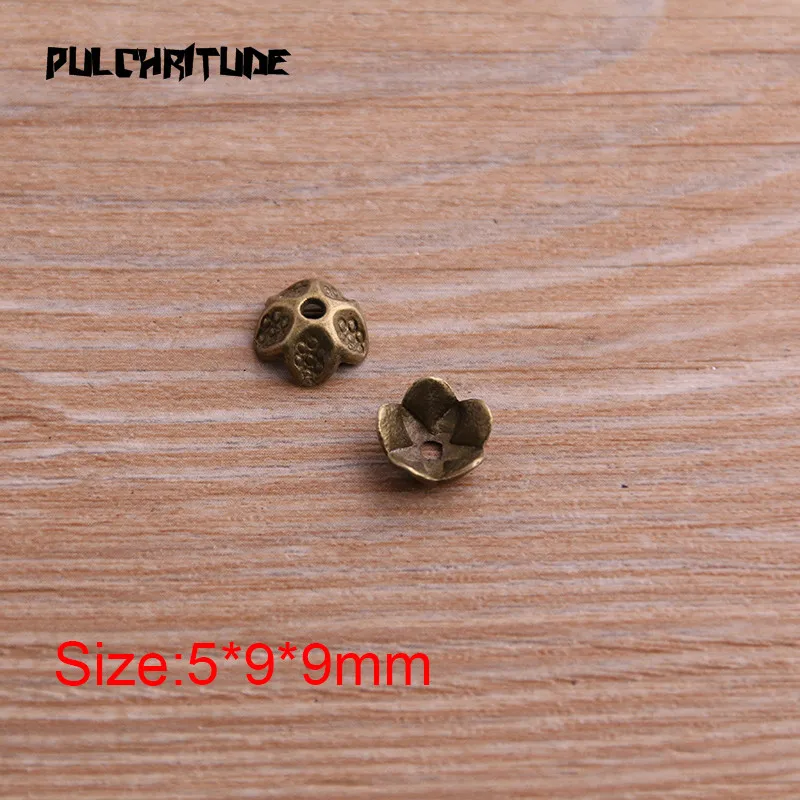 60pcs 5*9*9mm Two Color Bead Caps Charm Hollow Lotus Pendants Jewelry Accessories DIY Receptacle Charms