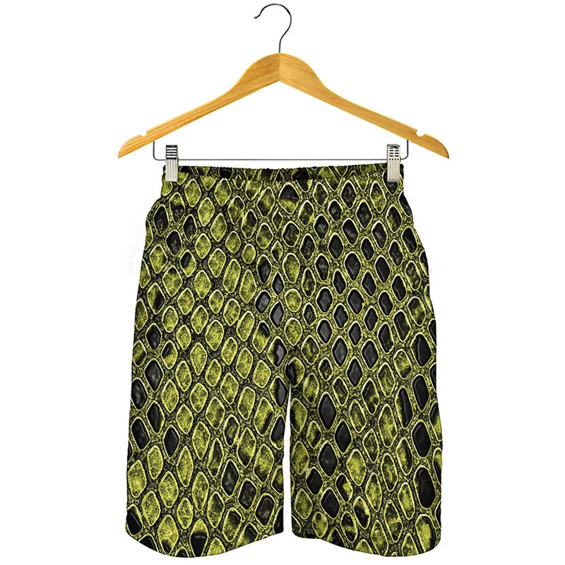 3d Printed Python Skin Scales Shorts For Men Personality Street Swim Trunks Cool Pattern Short Pants Quick Dry Board Shorts