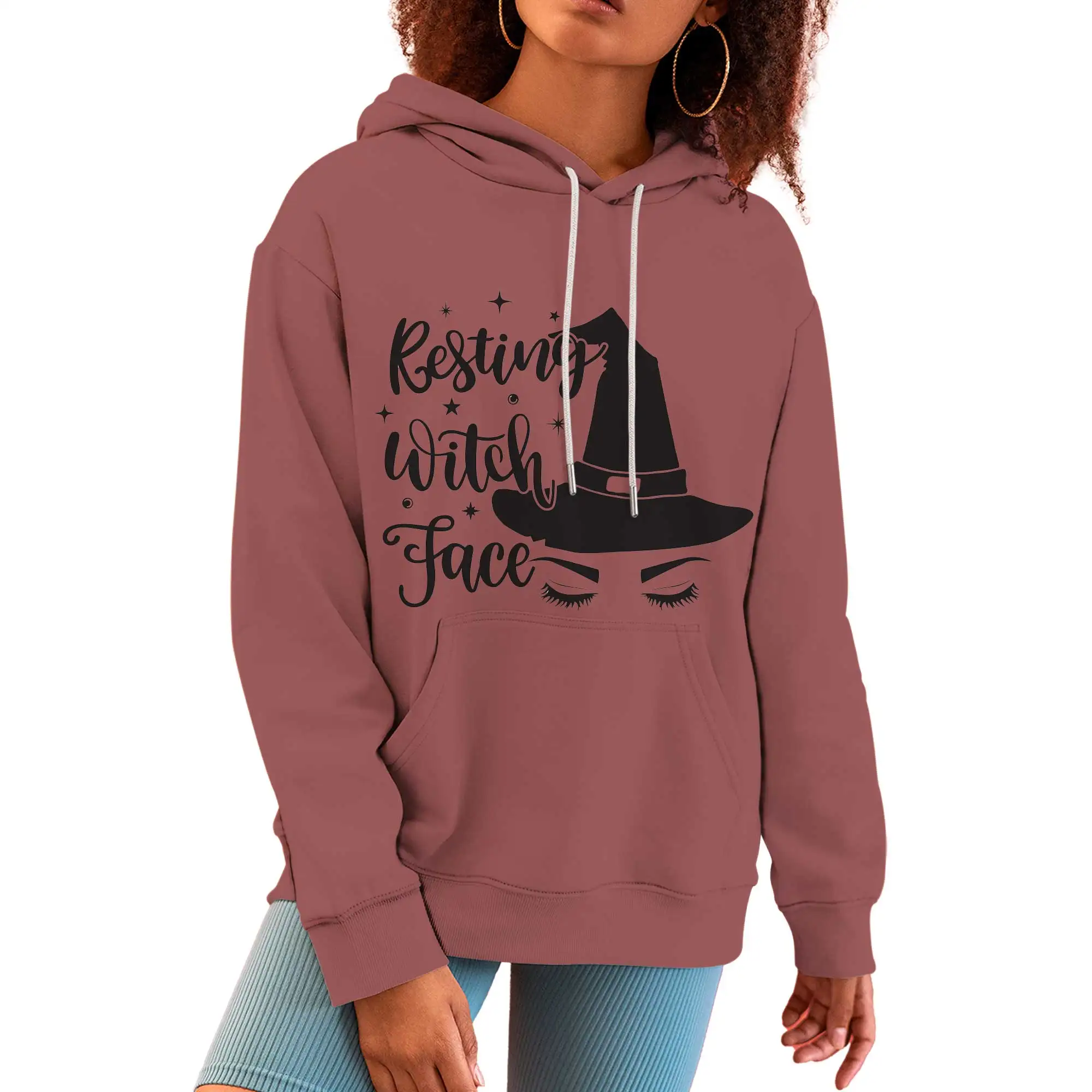 

Casual Sweatshirt Women's Halloween Hoodie Witch Hoodies Autumn Long Sleeve Woman Festival Clothes Streetwear Female Loose Tops