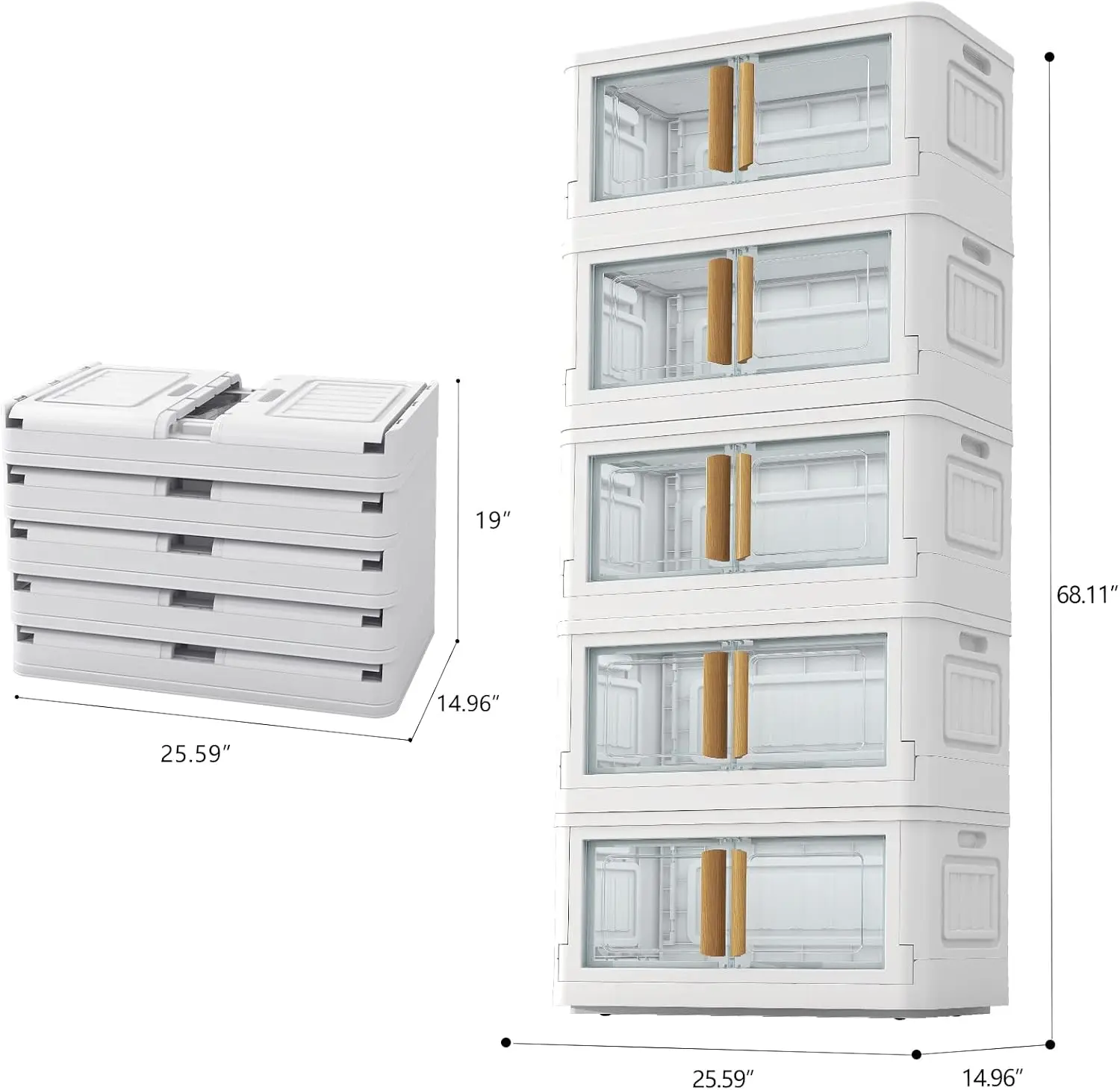 Plástico Empilhável Armazenamento Caixas com Rodas, Branco Organizadores Armário e Armazenamento Bin, 5 Pacotes, 78 Quart