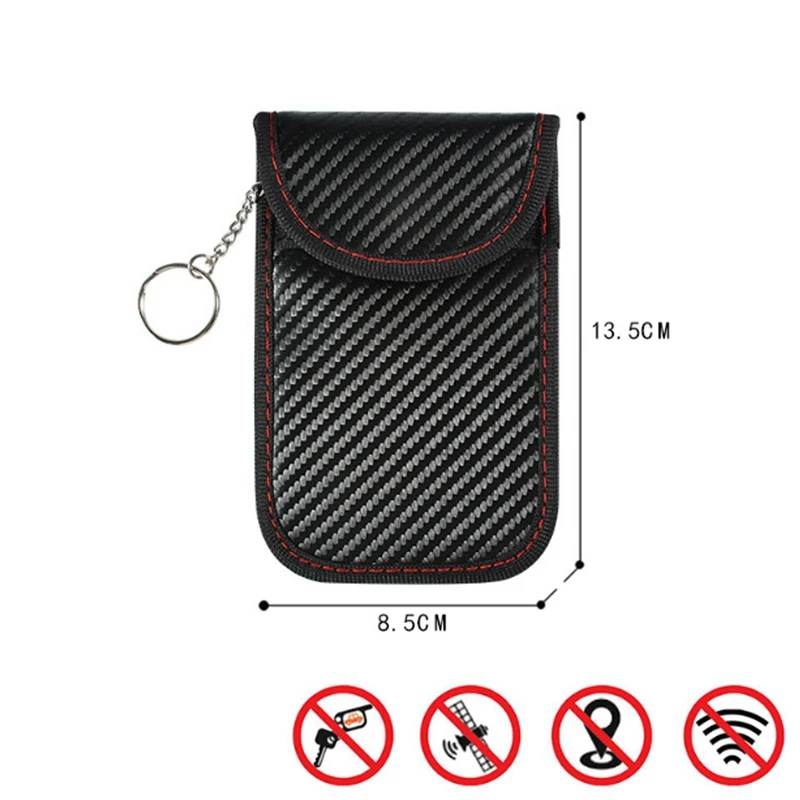 4-Piece Carbon Fiber Black Rfid Car Remote Control Shield Key Bag, Anti-Theft And Loss Prevention