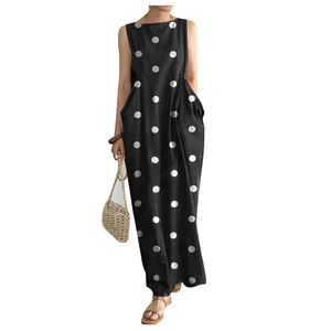 فستان كاجوال فضفاض مع جيب مطبوع وياقة مستديرة أعلى 8 غطاء مبيعات فوق اللباس - No2