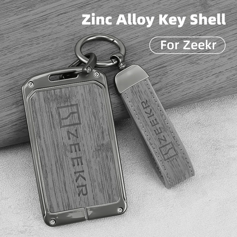 

Zinc Alloy Leather Car Key Case for ZEEKR 001 Smart Card Remote Protection Cover Bag Shell Keychain Holder Fob Auto Accessories