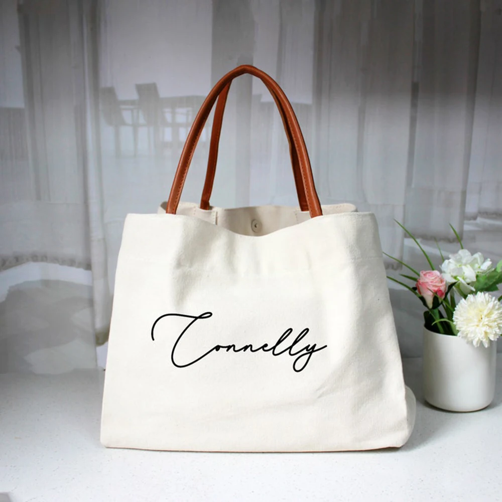 

Custom Bride Tote Bag Personalized Elegant Canvas Tote Reusable Beach Tote Shopping Trip Travel Ready Daily Use Shoulder Bag