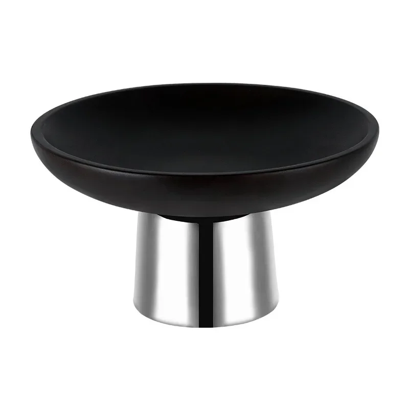 High-grade red oak fruit plate, modern creative stainless steel fruit plate, living room dining table ornament