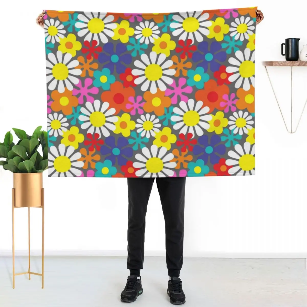 Funky Hippie Flower Power Pattern Throw Blanket Extra Large Throw Sofas Weighted Hairys Furrys Blankets