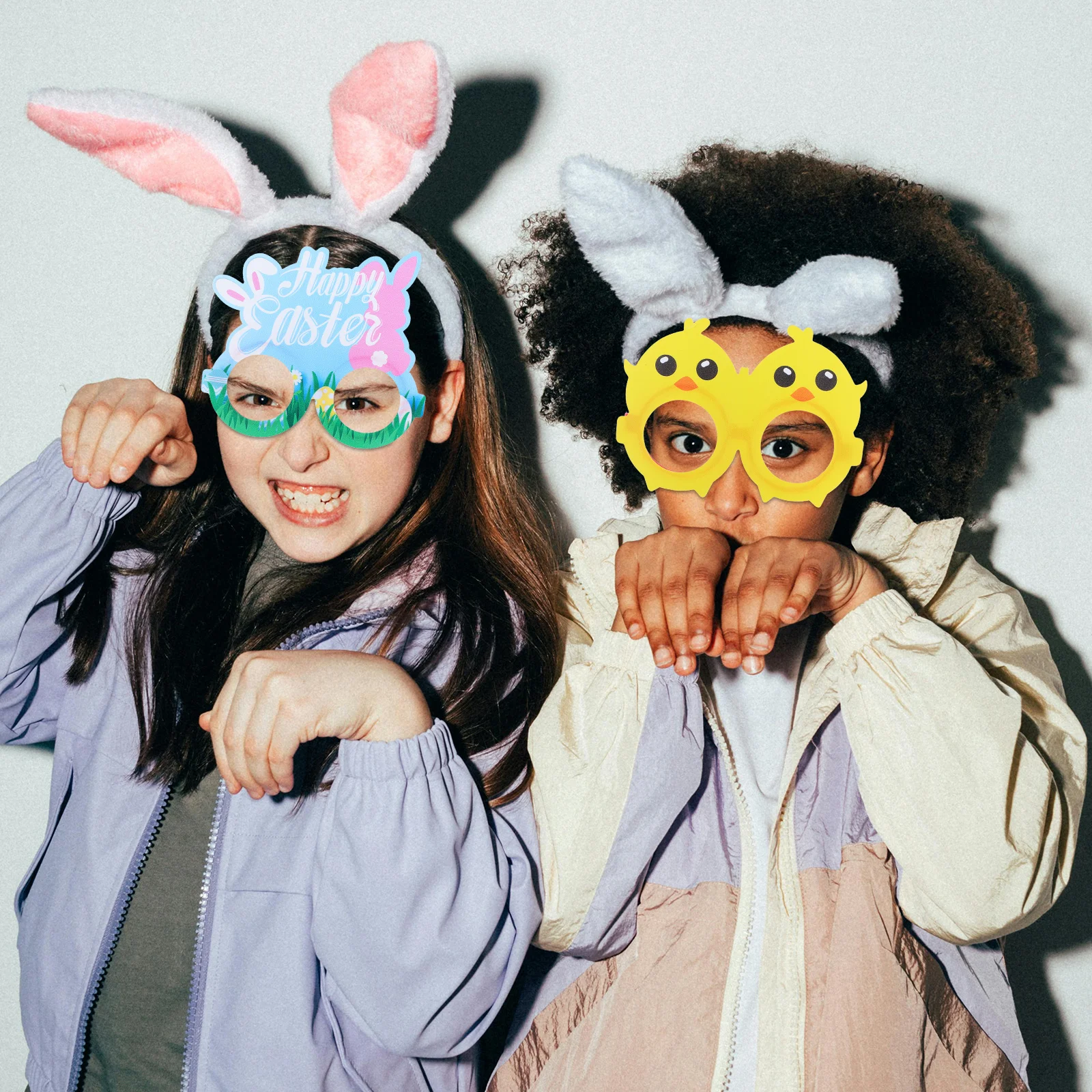 10 szt. Okulary z motywem króliczka wielkanocnego, rekwizyty do zdjęć na imprezę, lekkie oprawki z ABS, śmieszne okulary