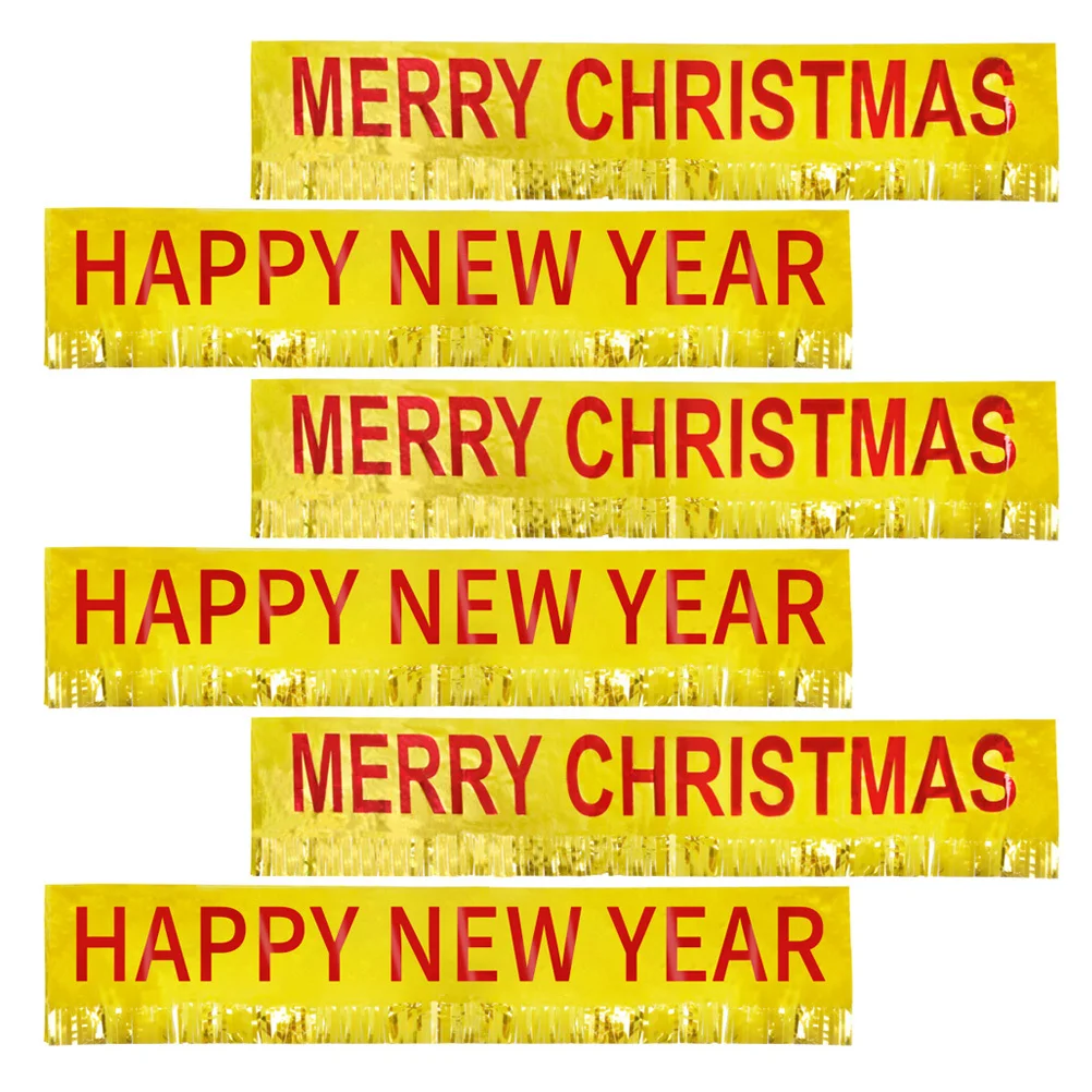 

3Sets Xmas Banners Metallic Tassel Banner Hanging Decor New Year Party Supplies Home Hotel
