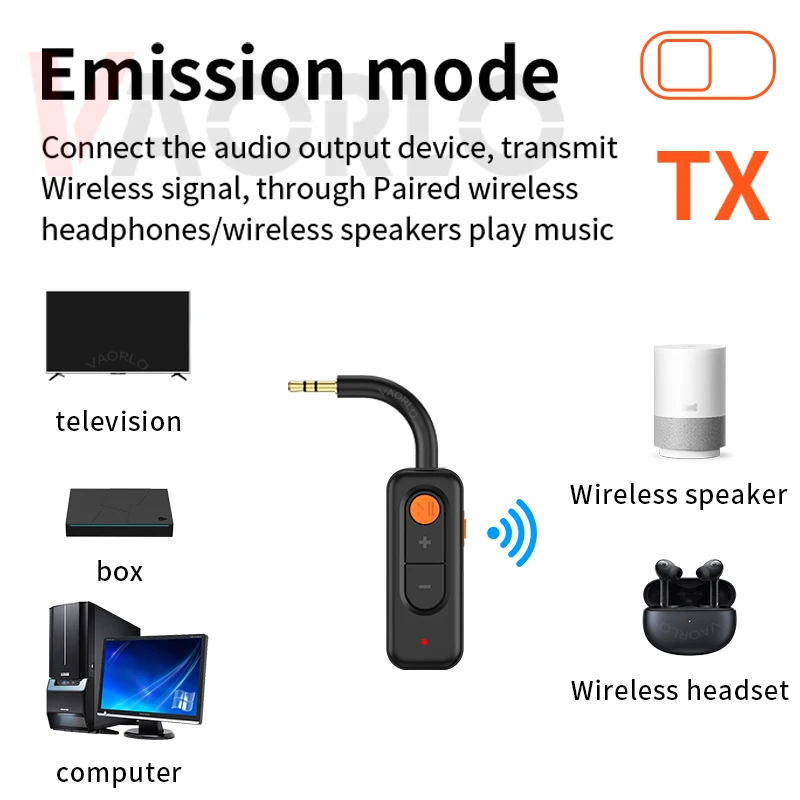 Bluetooth 5.4 Audio Transmitter Receiver 3.5MM AUX Hifi Stereo Music Wireless Adapter With Mic For Car Airplane TV PC Headphone image 5