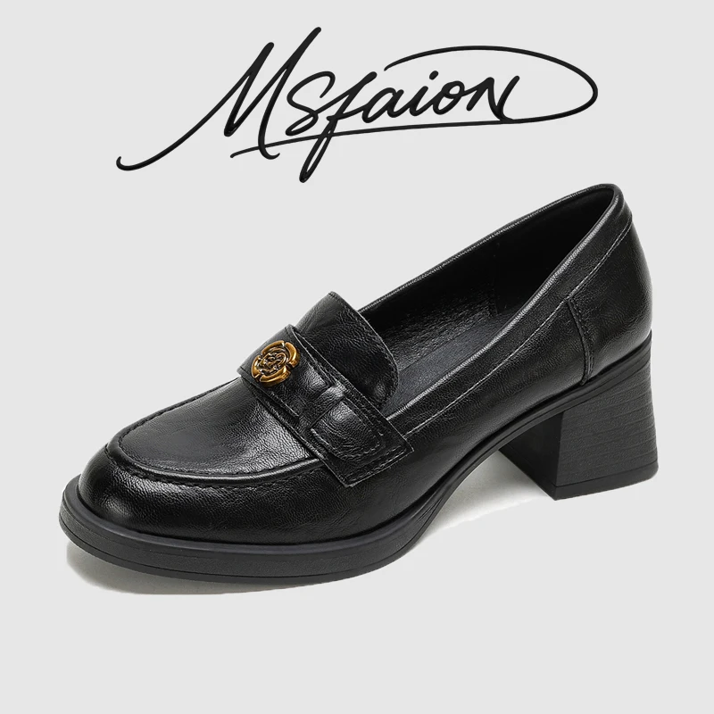 

2026 New Women's Chunky Heel Loafers Platform Slip On Shoes 5CM Height Increase Retro Patent Leather Comfort Casual Dress Work S