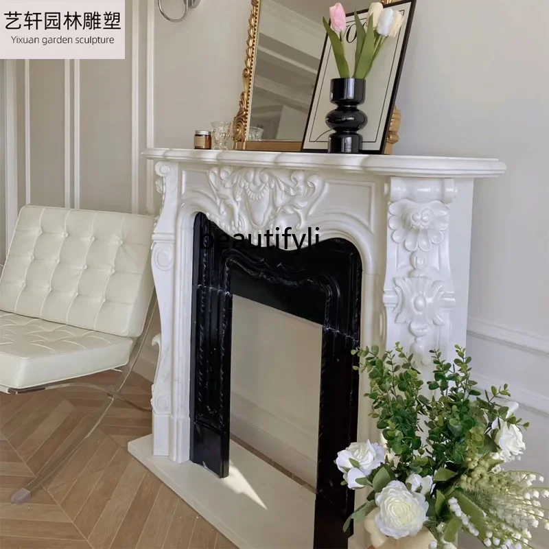 

Natural marble marble mantel French European American, living room TV cabinet