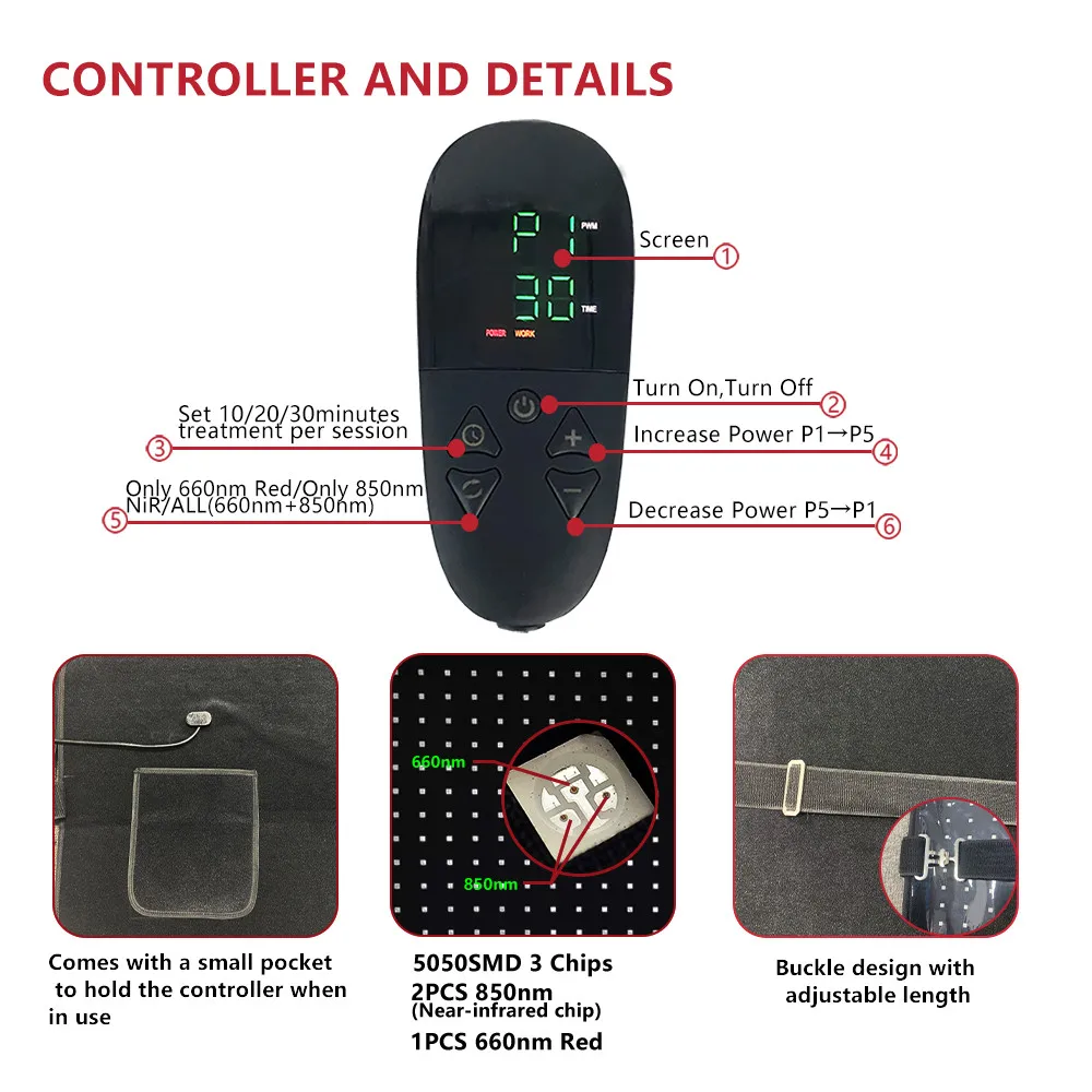 New arrival 115x90cm 660nm 850nm near infrared red light therapy mat for horse back pain relief