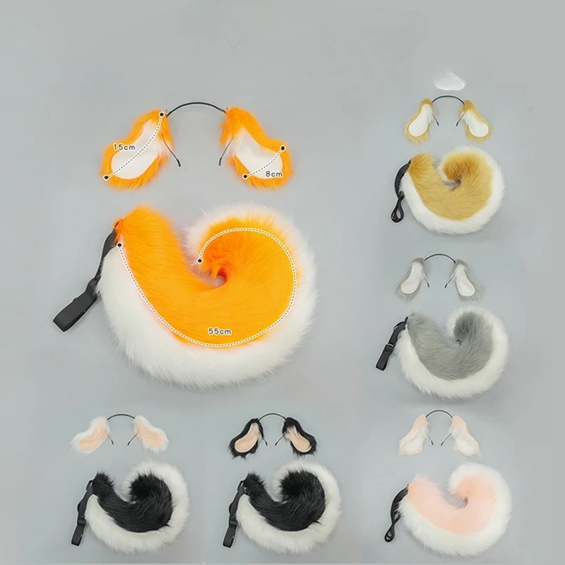 Fascia per capelli con orecchie di coniglio in peluche con coda soffice, orecchie lunghe cadenti per cosplay Anime Lolita Giochi di ruolo Puntelli per foto di feste