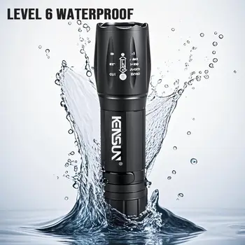 Torcia LED ad alta potenza da 2000 lm, batteria integrata, ricaricabile tramite USB, luce potente, torcia tattica, lanterna da campeggio per esterni ed escursioni 10 best sales Torcia elettrica da 2000 lumen - №4